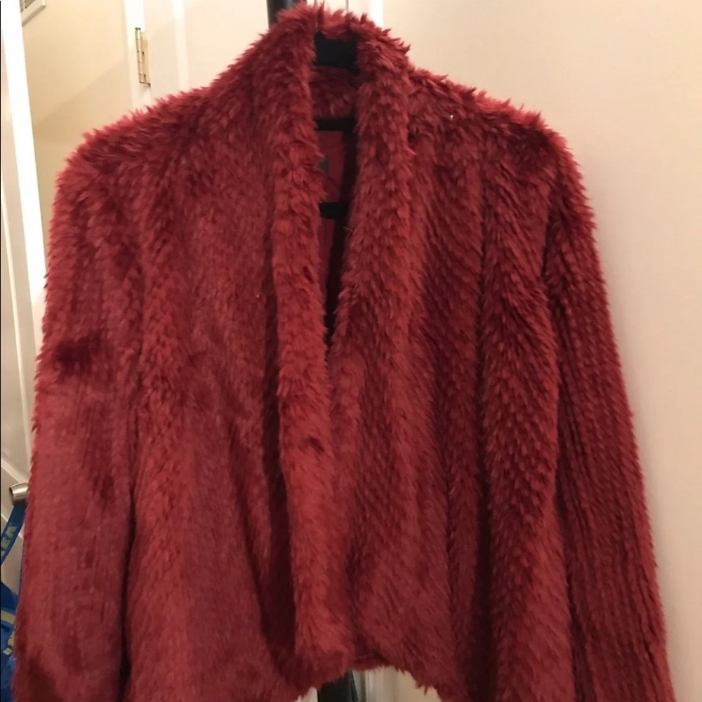 Maroon faux fur jacket